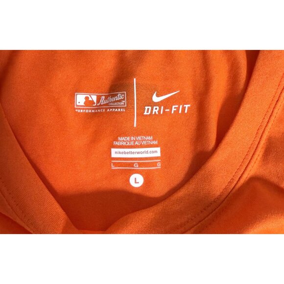 Nike SF Giants Orange Dri-Fit T-Shirt Mens L Authentic MLB Apparel - Picture 2 of 3